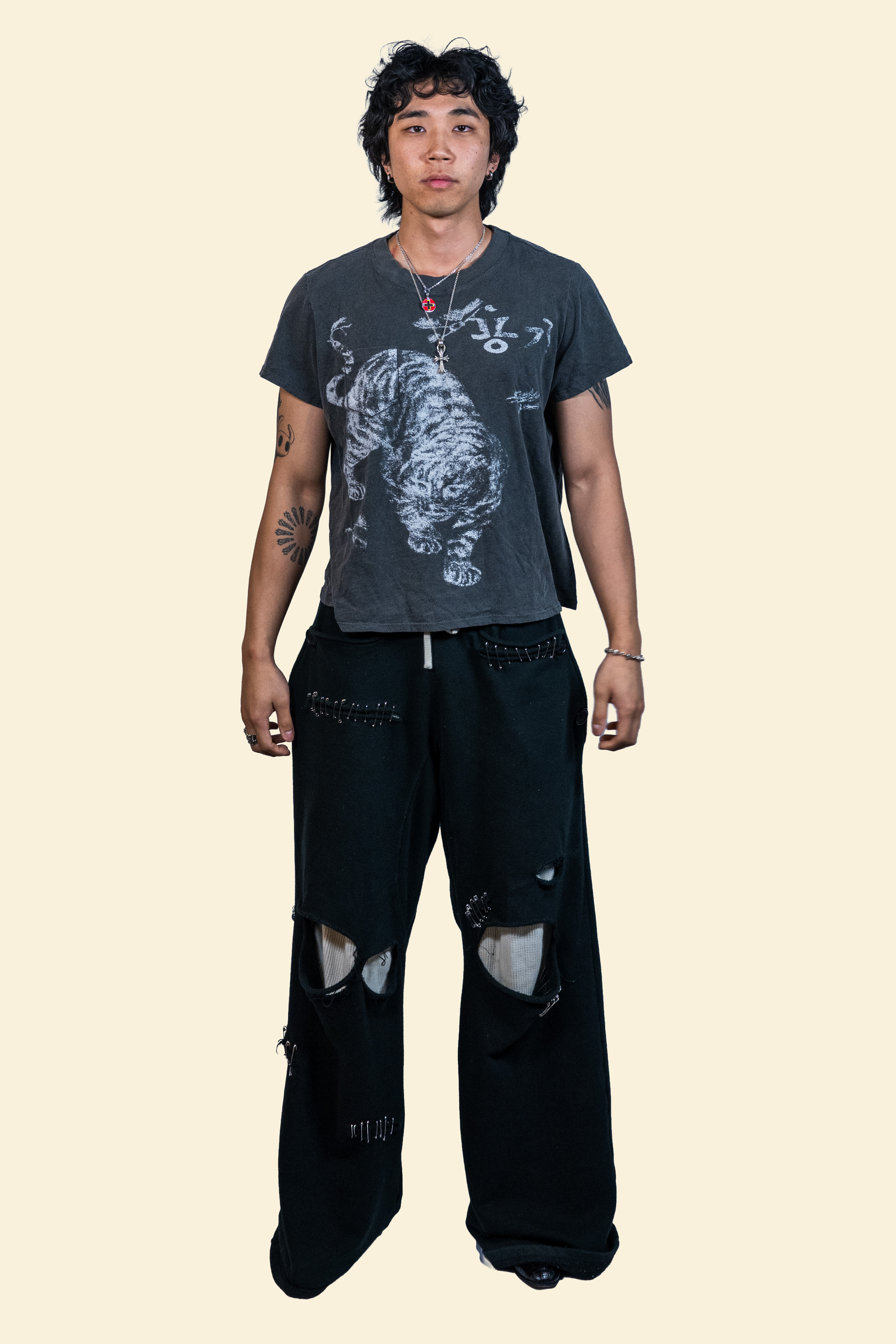 Dark wash  Traditional Korean Tiger Baby Tee