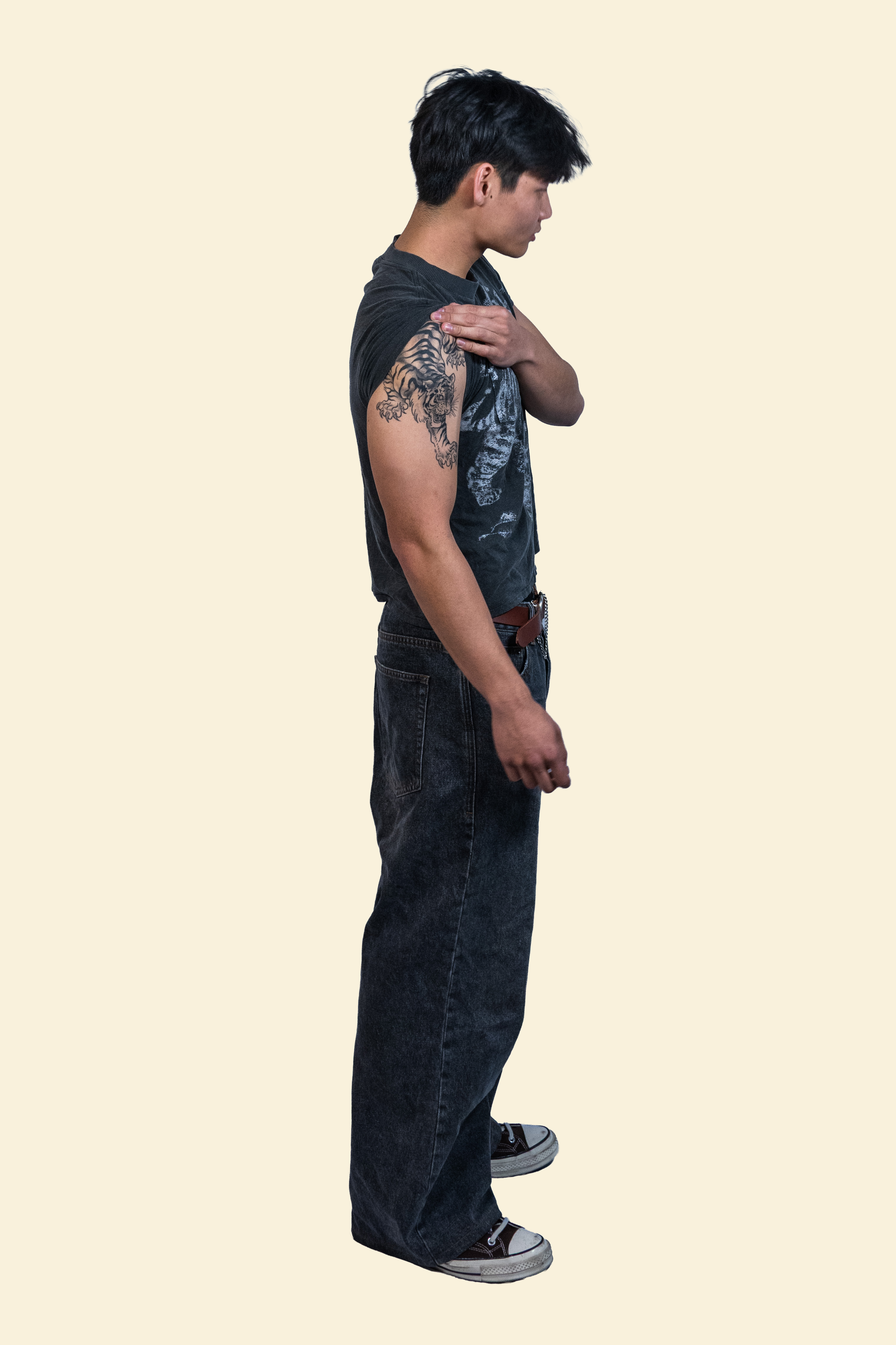 Dark wash  Traditional Korean Tiger Baby Tee