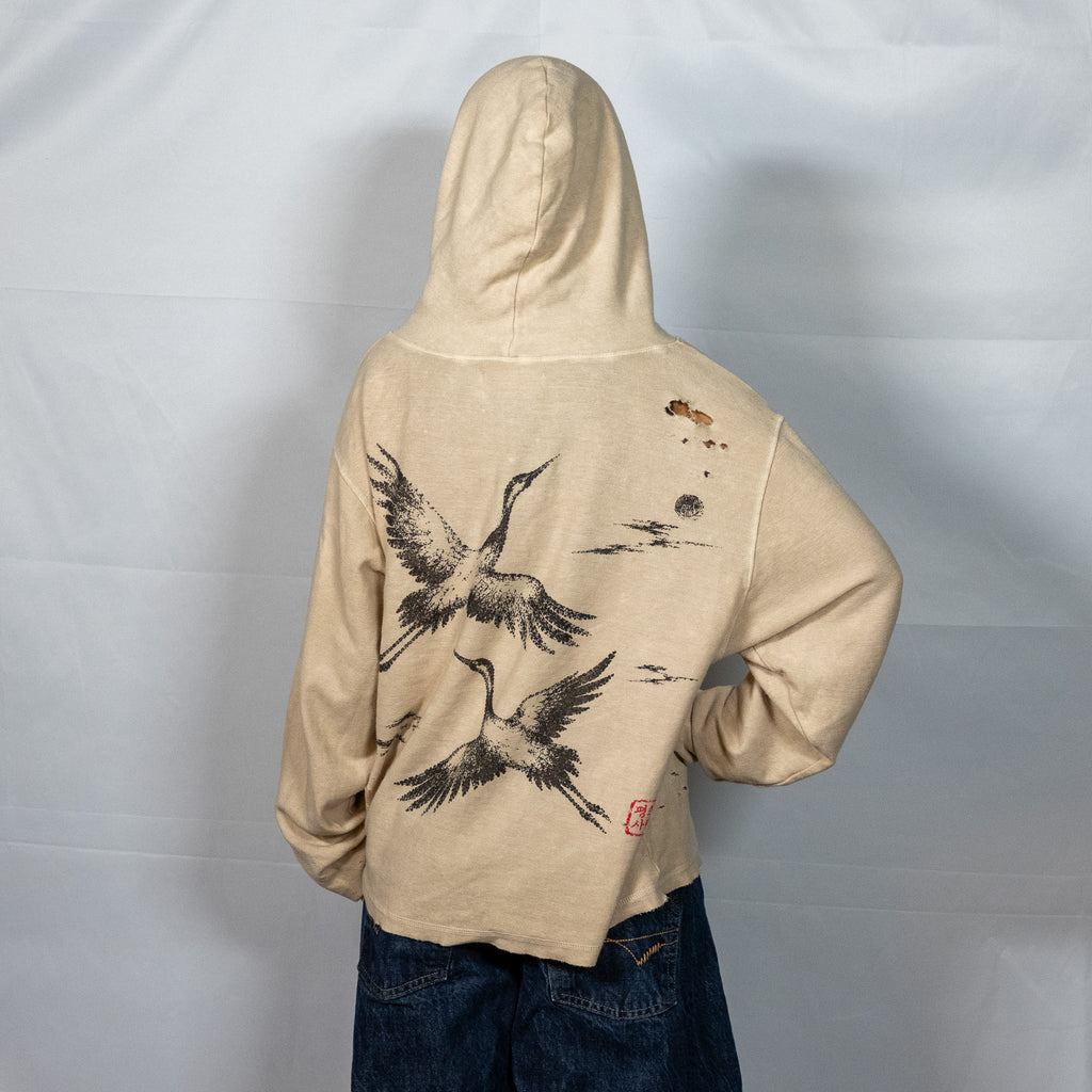 Traditional Korean Crane Hoodie Without Distressing